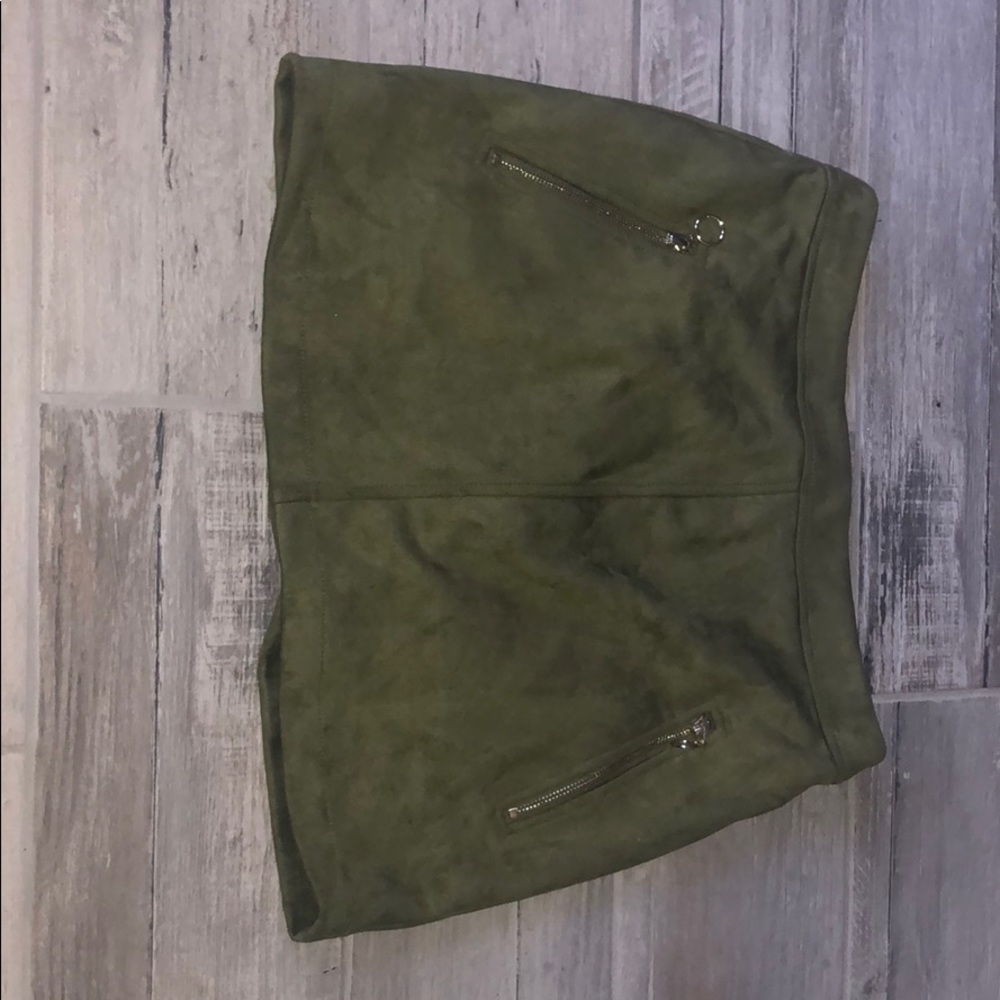 Olive green velvet Forever 21 skirt